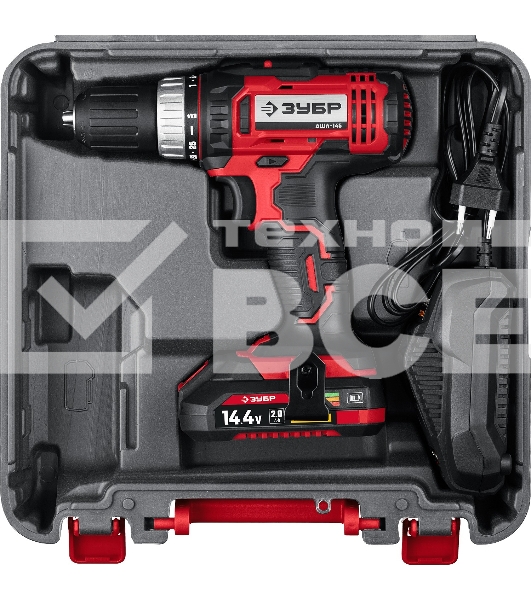 Дрель-шуруповерт аккумуляторная Зубр ДШЛ-145-21, Аккумуляторная, 14,4В, Кейс