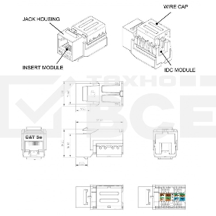 Модуль универсальный Hyperline, keystone, 1хRJ45, Toolless, кат. 5е, неэкр., 1 шт, цвет: зелёный