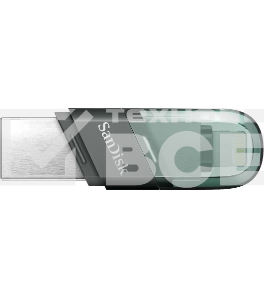 Флеш диск Sandisk 64Gb iXpand Flip SDIX90N-064G-GN6NN USB3.1 зеленый/серебристый
