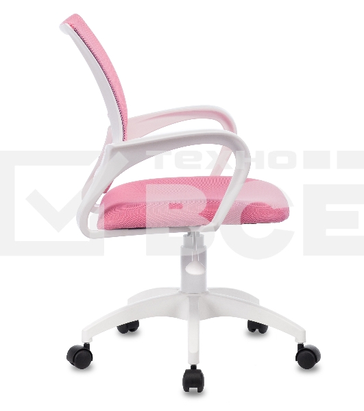 Кресло компьютерное Бюрократ CH-W695NLT TW-06A TW-13A розовый, сетка/ткань, крестовина пластик, пластик белый