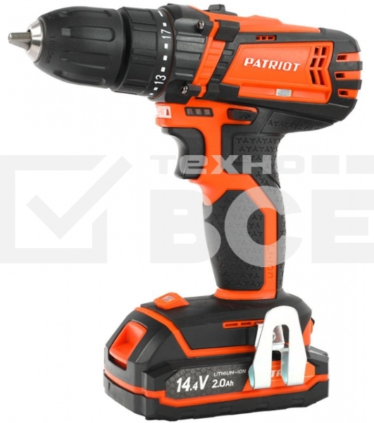 Дрель-шуруповерт аккумуляторная Patriot BR 141ES, Аккумуляторная, 14,4В, 2 АКБ, Кейс