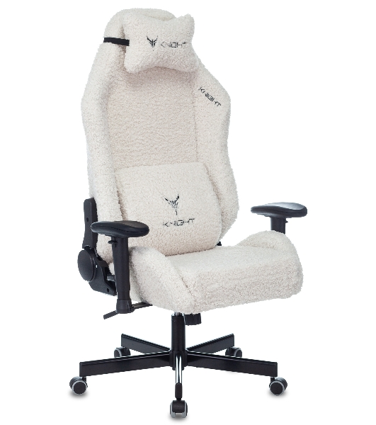 Кресло игровое Knight T1 молочный экомех с подголов. крестовина металл