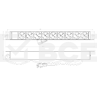 Hyperline SHE19-9SH-2.5IEC Блок розеток для 19