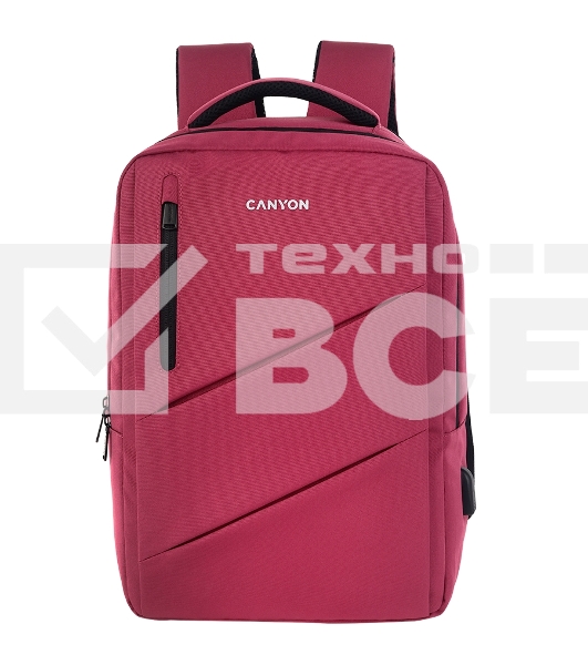 Рюкзак CANYON BPE-5, Laptop backpack for 15.6 inch, Product spec/size(mm): 400MM x300MM x 120MM(+60MM), Red, EXTERIOR materials:100% Polyester, Inner materials:100% Polyestermax weight (KGS): 12kgs