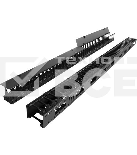 Вертикальные органайзеры с пластиковыми пальцами 149 мм, 42U, для шкафов Business шириной 800 мм, 2 шт., черные