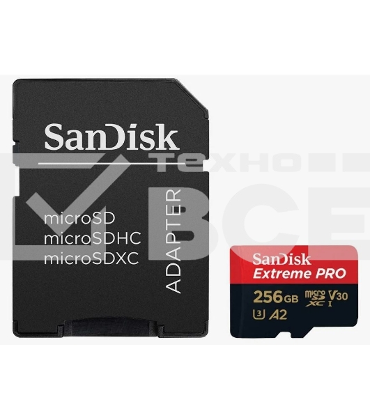Карта памяти Sandisk Extreme Pro microSDXC 256GB + SD Adapter + Rescue Pro Deluxe 200MB/s