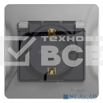 Розетка 1-м СП Glossa 16А с защ. крышкой защ. шторки с заземл. в сборе IP44 алюм. SchE GSL000348, фото 1