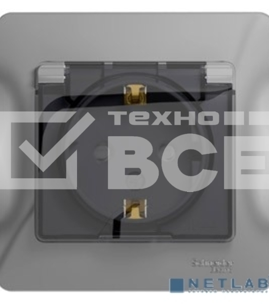 Розетка 1-м СП Glossa 16А с защ. крышкой защ. шторки с заземл. в сборе IP44 алюм. SchE GSL000348