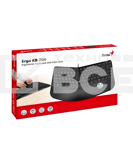 Клавиатура Genius Ergo KB-700, {Черный, проводная, USB, 104 клавиши} [31310053402]