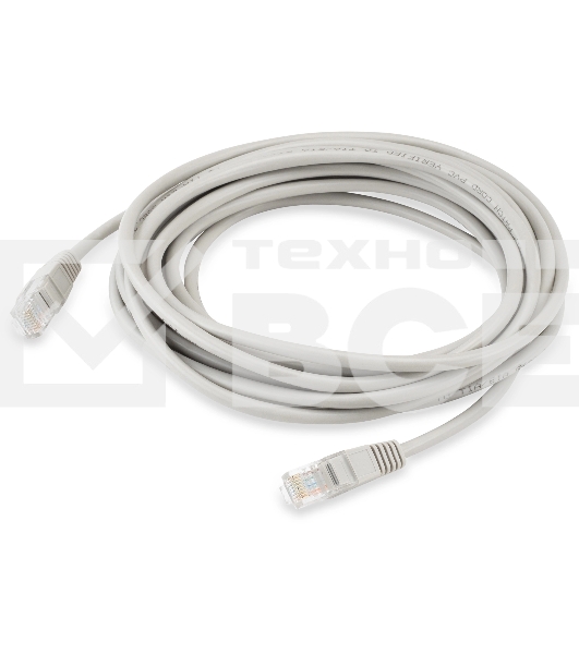 Патч-корд KingPrice KP-PC-c5e-5m-g UTP 4 пары cat.5E CCA molded 5м серый RJ-45 (m)-RJ-45 (m)