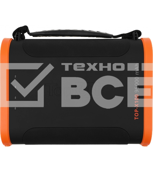 Универсальный внешний аккумулятор TopON TOP-X100 96000mAh USB-C PD3.0 60W,USB1 QC3.0,USB2 12W,2 авторозетки 180W,фонарь, защита от пыли и брызг.Черный