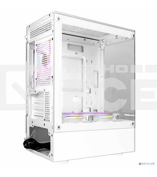 Компьютерный корпус Ginzzu CL485 mATX FAN 3*12LD4 передняя панель Стекло белый