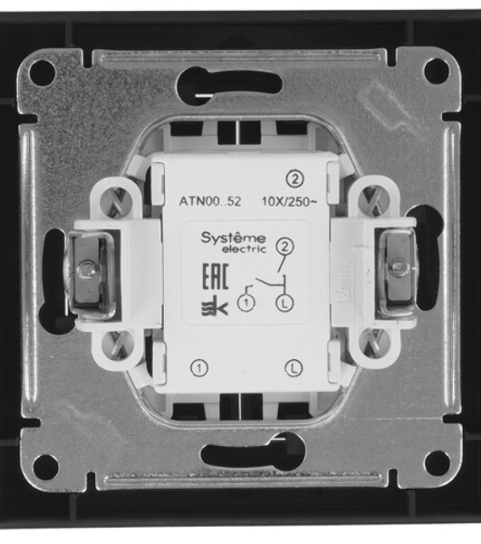 Выключатель 2-кл. СП AtlasDesign 10А IP20 (сх. 5) 10AX в сборе карбон SchE ATN001052