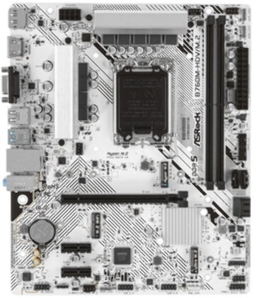 Материнская плата ASRock B760M-HDV/M.2, LGA 1700, Intel B760, 2xDDR5, 4xSATA, 2xM.2, 1xPCI-E 4.0 x16, 2xPCI-E x1, 1xDP, 1xHDMI, 1xVGA, 1x 2.5Gb LAN, 2xUSB-A 3.2 Gen 1, 3xUSB 2.0, 3x3.5 мм, 7.1, Micro-ATX