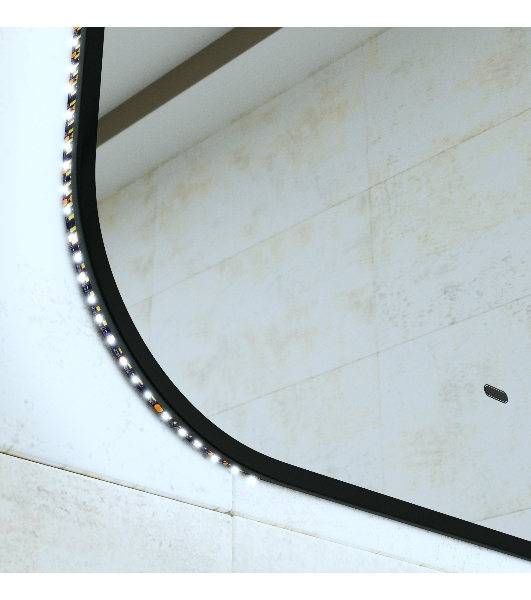 Зеркало Bau Black Rand 80х70, с LED фоновой подсветкой, бесконтактным сенсором, черной окантовкой