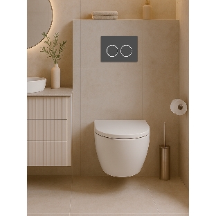 Инсталляция с унитазом комплект BAU IDEAL 6 в 1: унитаз подвесной безободковый торнадо Bau Hotel 53х36, быстросъемное сиденье микролифт, кнопка смыва BAU Round Gun gray, серый металлик