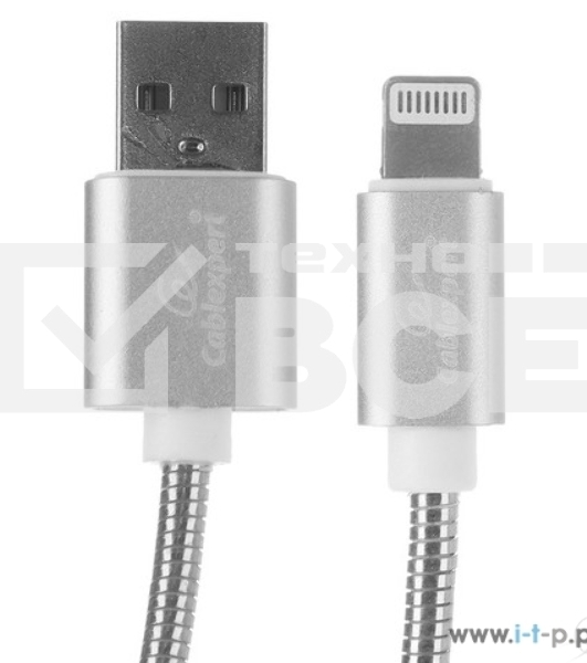 Кабель Cablexpert для Apple CC-G-APUSB02S-0.5M, AM/Lightning, серия Gold, длина 0.5м, серебро, блистер