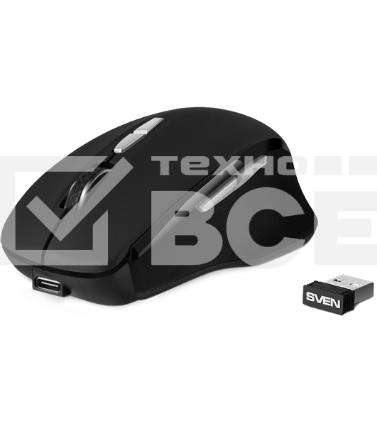 Мышь беспроводная SVEN RX-590SW черный, 1600 dpi, радиоканал, Bluetooth, USB, кнопки - 7