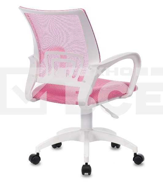 Кресло компьютерное Бюрократ CH-W695NLT TW-06A TW-13A розовый, сетка/ткань, крестовина пластик, пластик белый