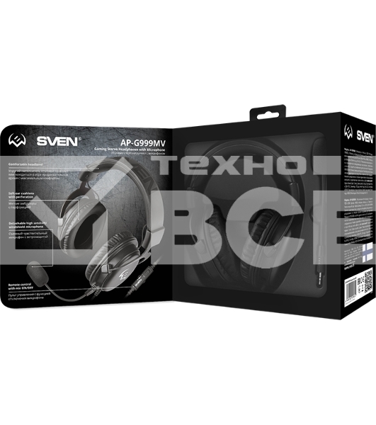 Игровые наушники SVEN AP-G999MV с микрофоном серый (50 мм, мини-джек (стерео) O 3,5 мм (4 pin))