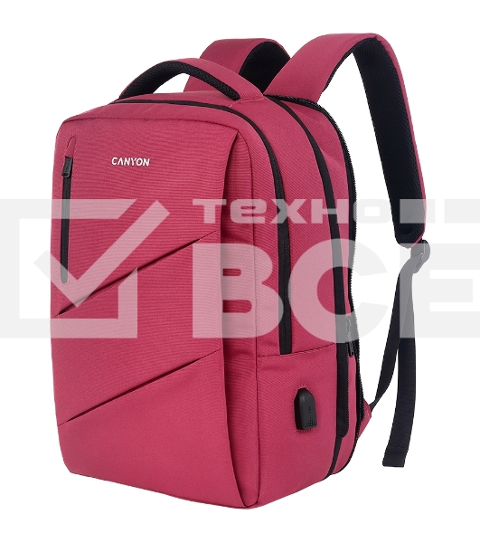 Рюкзак CANYON BPE-5, Laptop backpack for 15.6 inch, Product spec/size(mm): 400MM x300MM x 120MM(+60MM), Red, EXTERIOR materials:100% Polyester, Inner materials:100% Polyestermax weight (KGS): 12kgs