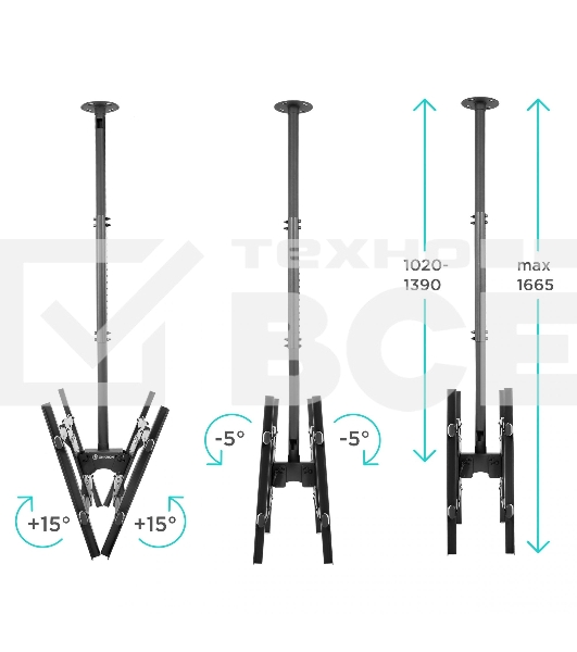 Потолочный кронштейн ONKRON N3L для 2 телевизоров 40”- 80
