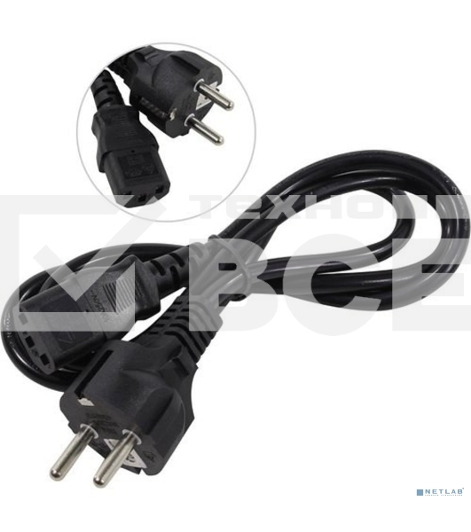 Кабель питания ExeGate Power PC-1P (Евровилка Schuko->С13) VDE-250V-3*0.75-CU, 10A, черный, 1.0м
