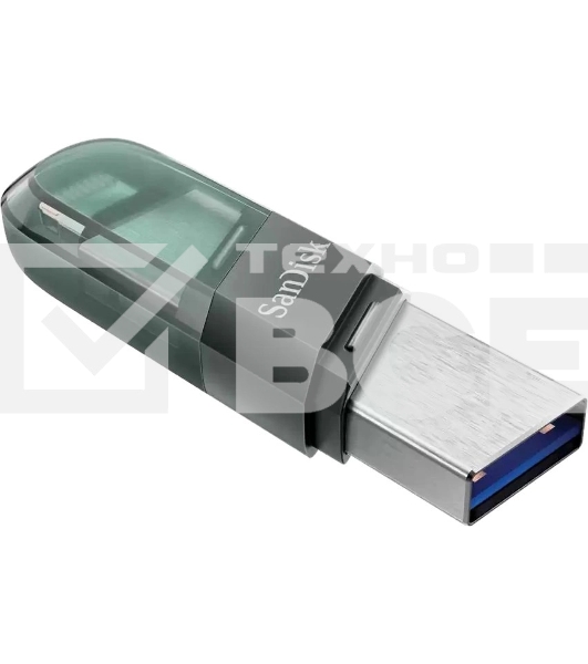 Флеш диск Sandisk 64Gb iXpand Flip SDIX90N-064G-GN6NN USB3.1 зеленый/серебристый