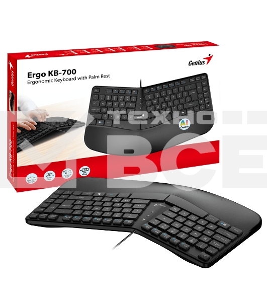 Клавиатура Genius Ergo KB-700, {Черный, проводная, USB, 104 клавиши} [31310053402]