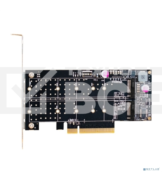 Переходник ExeGate EXE-597E2 (2 x M.2 M key -> PCI-E x8 v3.0, для установки двух SSD M.2 2230/2242/2260/2280/22110 M key NGFF в слот PCI-E, материнская плата должна быть c функции Bifurcation PCI-E)