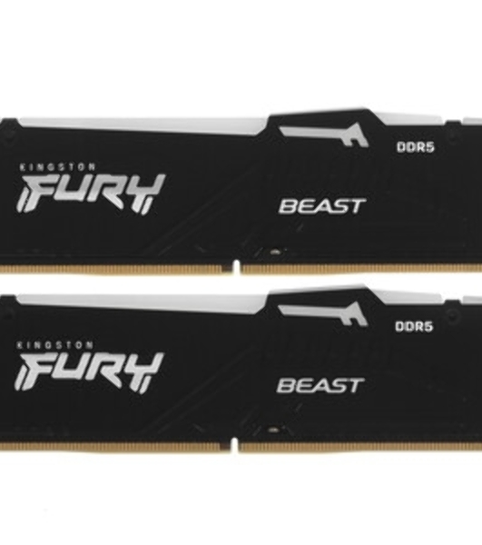 Оперативная память Kingston Fury Beast RGb, DDR5, 32Gb (2x16 Gb), 6000 MHz, CL30, радиатор, RGb, черный