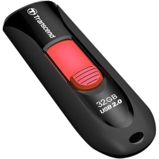 Флешка USB Transcend Jetflash 590 (TS32GJF590K), 32Gb, USB 2.0, R/W 15/5, черный/красный