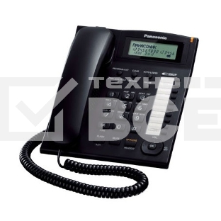Телефон проводной Panasonic KX-TS2388RUB черный индикатор вызова,повторный набор последнего номера,4 уровня громкости звонка