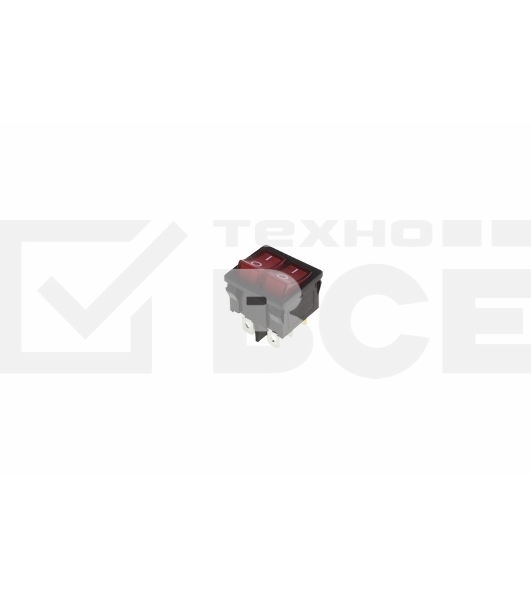 Выключатель клавишный 250V 6А (6с) ON-OFF красный с подсветкой ДВОЙНОЙ Mini Rexant