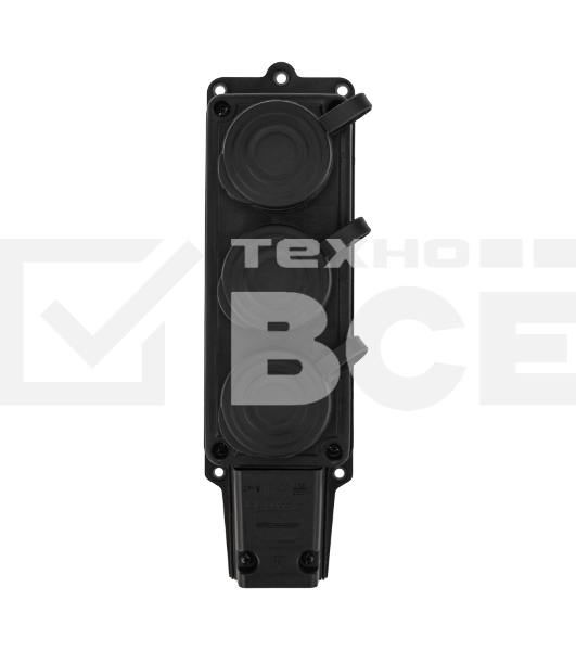 Розетка (колодка) штепсельная трехместная влагозащищенная 2P+PE 230V, 16 А, IP44 каучук PROconnect