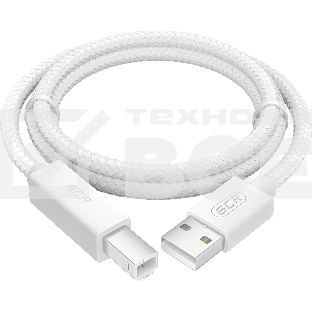 Кабель GCR Premium 1.0m USB 2.0, AM/BM, белый нейлон 28/24 AWG, экран, армированный, морозостойкий