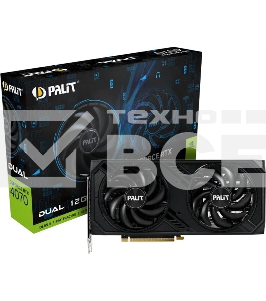 Видеокарта Palit PA-RTX4070 DUAL 12GB  PCIE16 12288Mb 192 GDDR6X 1920/21000 HDMIx1 DPx3 HDCP Ret