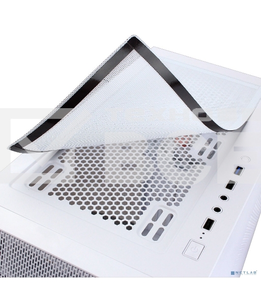 Компьютерный корпус Ginzzu GL 390 боковая дверца закаленное стекло на петлях на магнитах, controller CRC10, 4* 12R6W FAN 12CM RGb белый