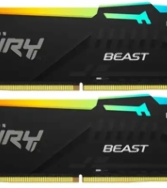 Оперативная память Kingston Fury Beast RGb, DDR5, 32Gb (2x16 Gb), 6000 MHz, CL30, радиатор, RGb, черный