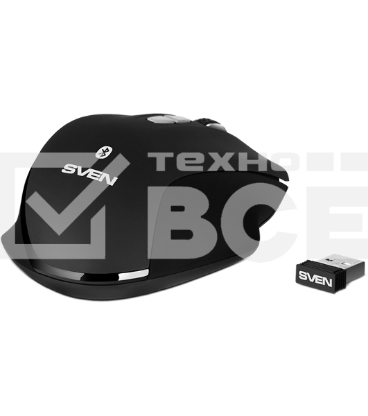 Мышь беспроводная SVEN RX-590SW черный, 1600 dpi, радиоканал, Bluetooth, USB, кнопки - 7