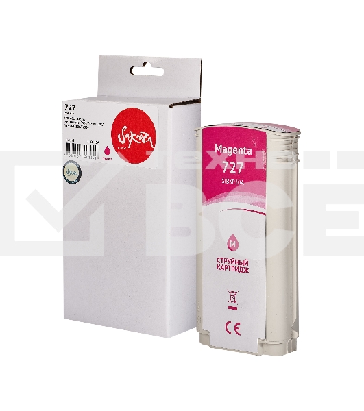 Картридж струйный Sakura B3P20A (№727 Magenta) для HP, пурпурный, 130 мл.