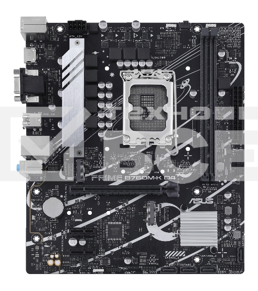 Материнская плата ASUS PRIME B760M-K D4, LGA 1700, Intel B760, 2xDDR4, 4xSATA, 2xM.2, 1xPCIe 4.0 x16, 2xPCIe x1, 1xHDMI, 1xVGA, 1x 2.5Gb LAN, 2xUSB-A 3.2 Gen 1, 2xUSB-A 2.0, 3x3.5 мм, 7.1, mATX