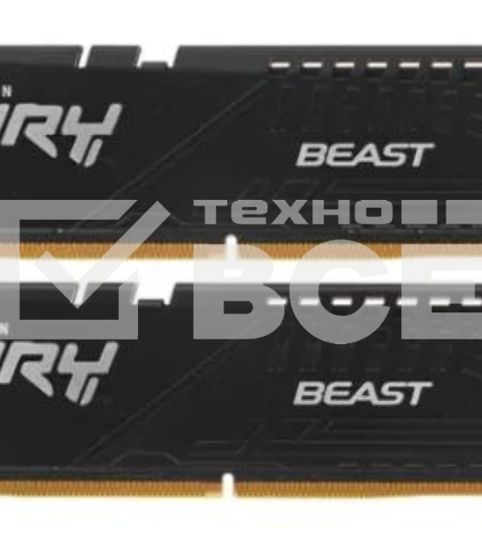 Оперативная память Kingston Fury Beast, DDR5, 64GB (2x32GB), 5200MHz, CL40, с радиаторами, черный