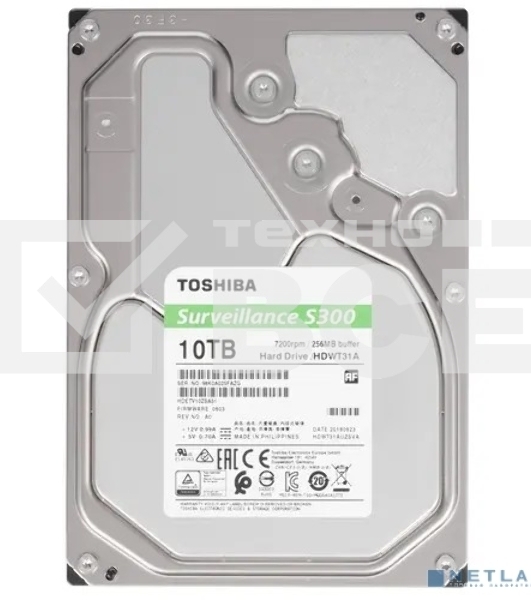 Жесткий диск Toshiba SATA-III 10Tb HDWT31AUZSVA Surveillance S300 (7200rpm) 256Mb 3.5