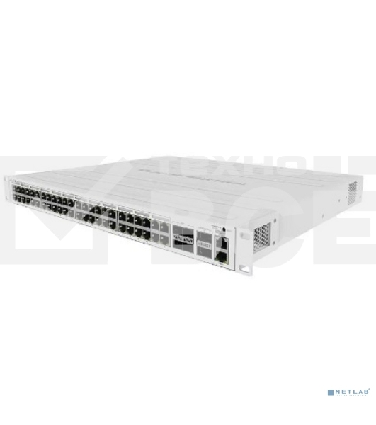 Коммутатор CRS354-48P-4S+2Q+RM Cloud Router Switch 354-48P-4S+2Q+RM with 48 x Gigabit RJ45 LAN (all PoE-out), 4 x 10G SFP+ cages, 2 x 40G QSFP+ cages, RouterOS L5, 1U rackmount enclosure, 750W PSU
