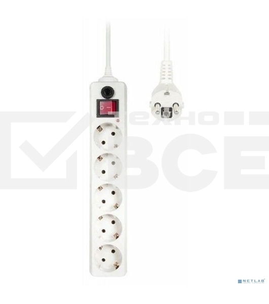Сетевой фильтр Buro 500SH-5-W 5м (5 розеток) белый (коробка)