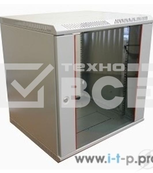 Шкаф телеком. настенный разборный 15U (600х650) дверь стекло, цвет серый RAL 7035