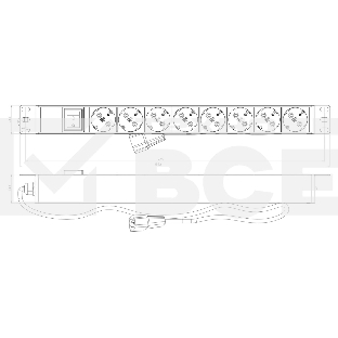 Hyperline SHE19-8SH-S-2.5IEC Блок розеток для 19