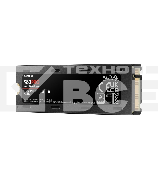Накопитель SSD Samsung 980 PRO MZ-V8P2T0CW, 2Tb, PCIe 4.0 x4, M.2 2280, NVMe, R/W 7000/5100, с радиатором