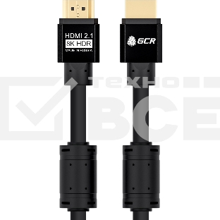 Кабель GCR 2.0m HDMI 2.1, черный, 8K 60Hz, 4K 144Hz, динамический HDR, 4:4:4, Ultra HD, 48.0 Гбит/с, 3 Х экран, ферритовые фильтры, GCR-53660
